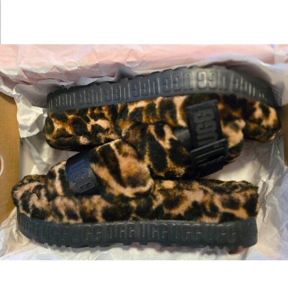 UGG Fluffita Panther/Animal/Leopard/Cheetah Platform Slipper/Sandal/Slide NWOB - Picture 14 of 16
